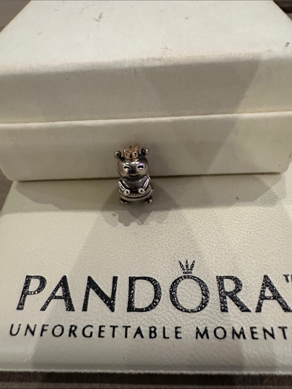 Pandora Silver Bee Charm with Gold Crown